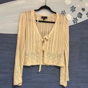 BCX Beige Knit Sweater with Front Tie